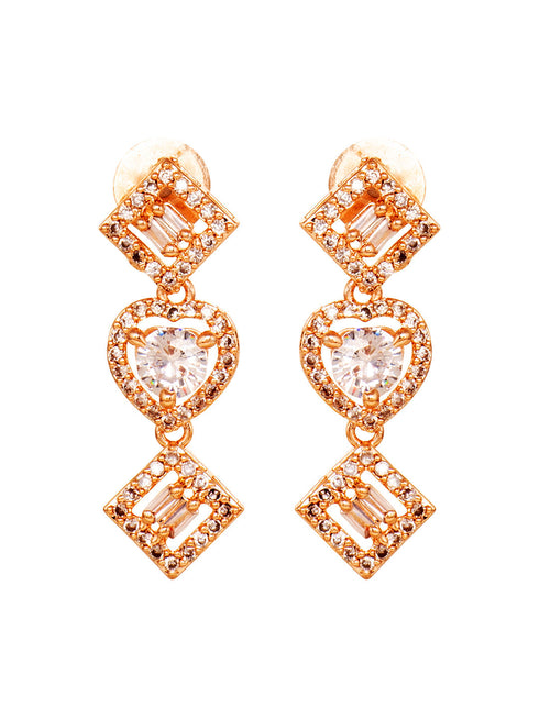 Rose gold Toned AD Studded Minimal Necklace Jewellery Set Combo Wraparound Bracelet