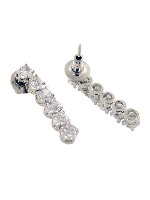 White Rhodium Plated AD studded Necklace Earrings Jewellery Set