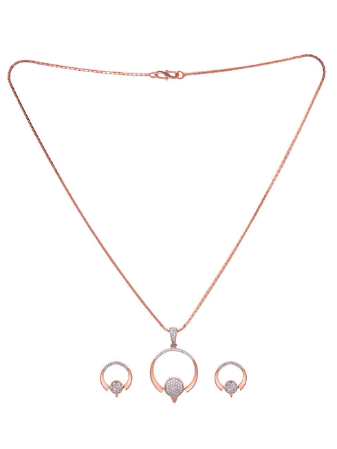 Rose gold Plated Circular Pendant Necklace Set