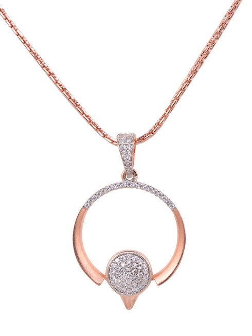 Rose gold Plated Circular Pendant Necklace Set