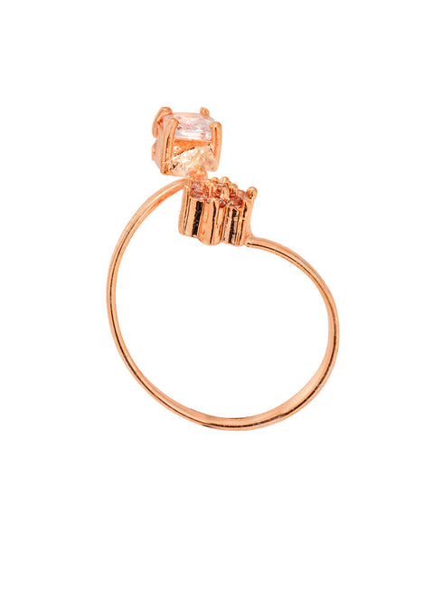 Rose Gold Plated AD Studded Designer Jewellery Set Combo