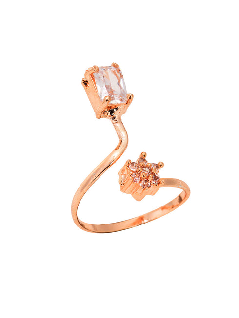 Rose Gold Plated AD Studded Designer Jewellery Set Combo