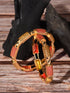 Set Of 2 Gold Toned Pink & Black Stone Studded Handcrafted Bangles