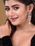 Rose Gold Plated Pink AD Studded Flowery Dropdown Earring