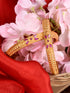 Set Of 2 Gold Plated Pink Colored Floral Filigree bangles