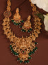 Gold Plated Multi stone studded Handcrafted Exquisite Lakshmi ji & Peaacock Design Temple Jewellery Set