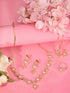 Rose gold Toned AD Studded Minimal Necklace Jewellery Set Combo Wraparound Bracelet