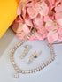 White Rhodium Plated AD Studded Zig Zag Minimal Necklace Jewellery Set