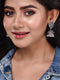 Silver Toned Oxidised Jhumka Earrings