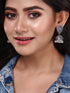 Silver Toned Oxidised Jhumka Earrings