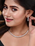 White Rhodium Plated AD studded Necklace Earrings Jewellery Set