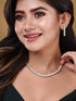 White Rhodium Plated AD studded Necklace Earrings Jewellery Set
