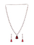 Silver Toned Red AD studded Luxe Haram Necklace Jewellery Set