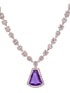Silver Toned Lavender AD Studded Necklace Jewellery Set