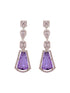 Silver Toned Lavender AD Studded Necklace Jewellery Set