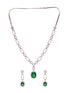 Silver Plated Green AD Studded Statement Link Necklace Jewellery Set