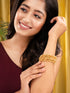 Set Of 2 Gold Plated White AD Studded Handcrafted Designer Bangles