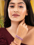 Silver Plated Fuschia Studded Statement Kada Bracelet