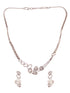 White Silver Toned AD Studded Heart Shape Necklace Jewellery Set