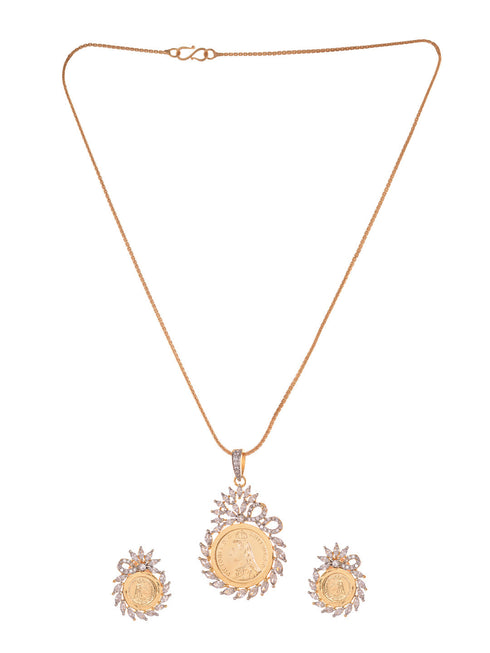 Gold Plated AD Queen Victoria Ginni Locket Jewellery Set