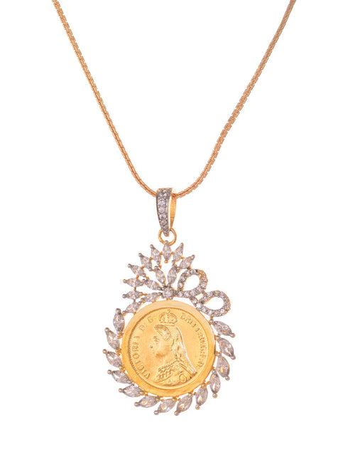 Gold Plated AD Queen Victoria Ginni Locket Jewellery Set