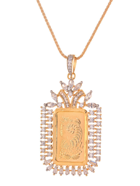Gold Toned AD Rectangular Ginni Locket Jewellery Set