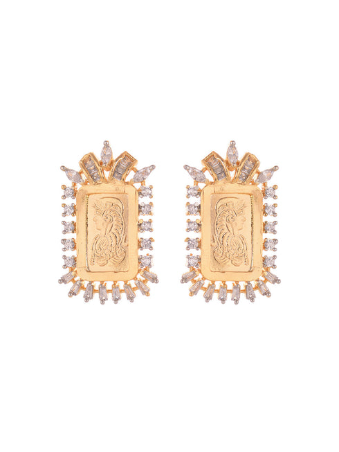 Gold Toned AD Rectangular Ginni Locket Jewellery Set