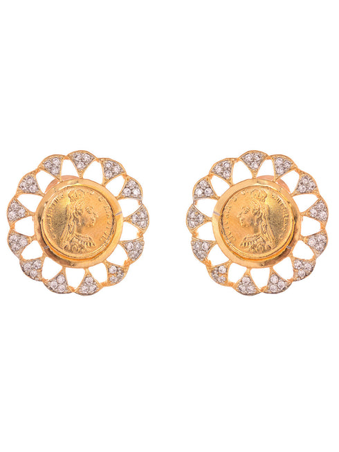 Gold Toned AD Round Ginni Statement Locket Jewellery Set