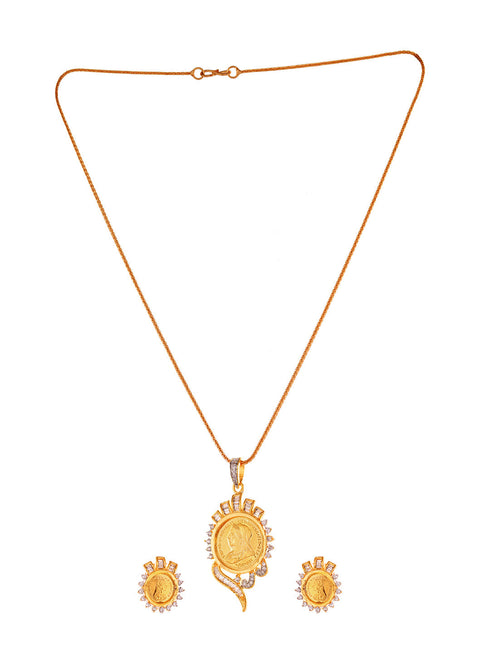 Gold Plated AD Ginni Designer Locket Jewellery Set