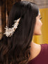 Gold Toned Off White Floral Pearl Embellished Hair Styling Tiara