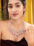 Rose Gold Toned Pink AD Studded Statement Necklace jewellery Set