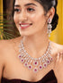 Rose Gold Toned Pink AD Studded Statement Necklace jewellery Set