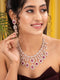 Rose Gold Toned Pink AD Studded Statement Necklace jewellery Set