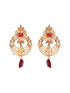 Gold Plated Polki AD studded Red Beads Maala Necklace Set