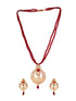 Gold Plated Polki AD studded Red Beads Maala Necklace Set