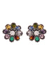 Silver Oxidised Navratan Minimal stud Earring