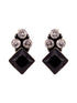 Silver Oxidised Black stone studded Minimal studd Earring
