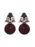 Silver Oxidised Ruby Red Drop Minimal Earring