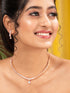 Rose Gold Plated AD Studded Zig Zag Minimal Necklace Jewellery Set