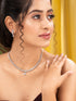 White Rhodium Plated AD Studded Zig Zag Minimal Necklace Jewellery Set