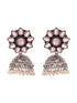 Siver Oxidised Pink AD Pearl studded Handmade Jhumka Earring
