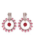 Silver Plated Red AD studded Statement Hoop Earring