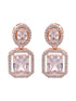 Rose Gold Plated AD Embellished Minimal Drop Earrings