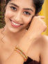 Set Of 2 Gold Toned Pink & Black Stone Studded Handcrafted Bangles