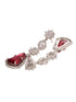 Silver Toned Red AD studded Luxe Haram Necklace Jewellery Set