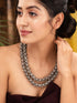 Oxidised Silver Plated Layered Ghugroo Necklace Chain