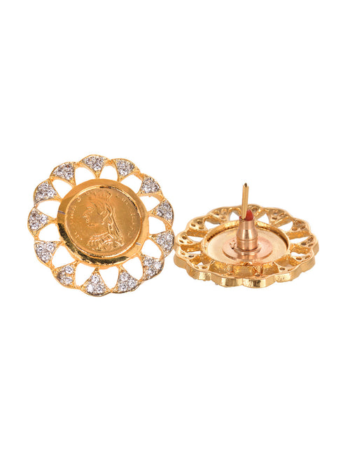 Gold Toned AD Round Ginni Statement Locket Jewellery Set