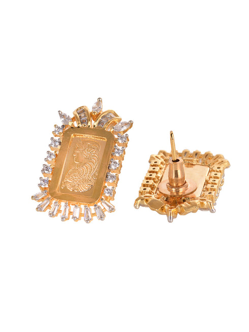 Gold Toned AD Rectangular Ginni Locket Jewellery Set