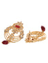 Gold Plated Polki AD studded Red Beads Maala Necklace Set