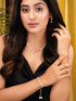 Rose gold Toned AD Studded Minimal Necklace Jewellery Set Combo Wraparound Bracelet